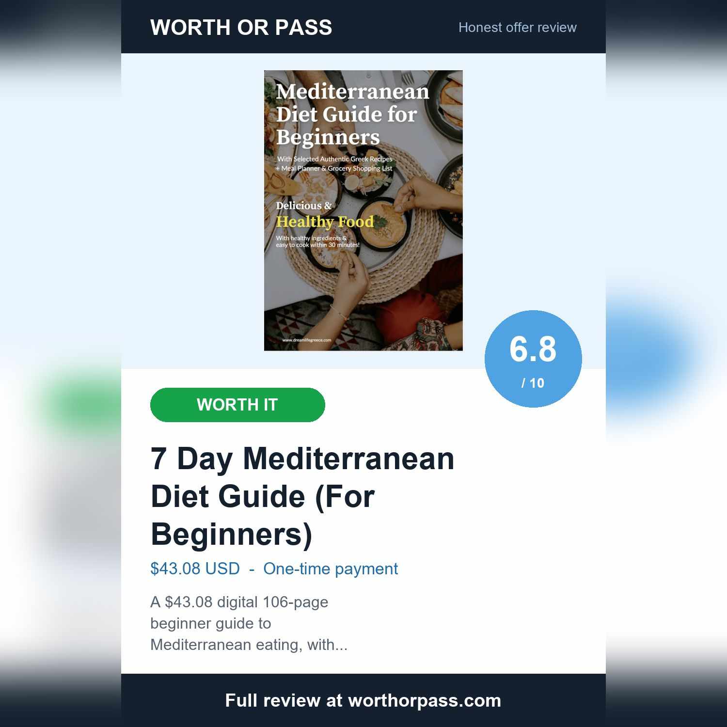 7 Day Mediterranean Diet Guide: $43.08