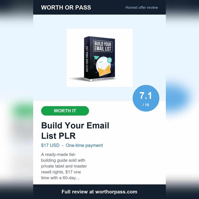 Build Your Email List PLR Review: $17