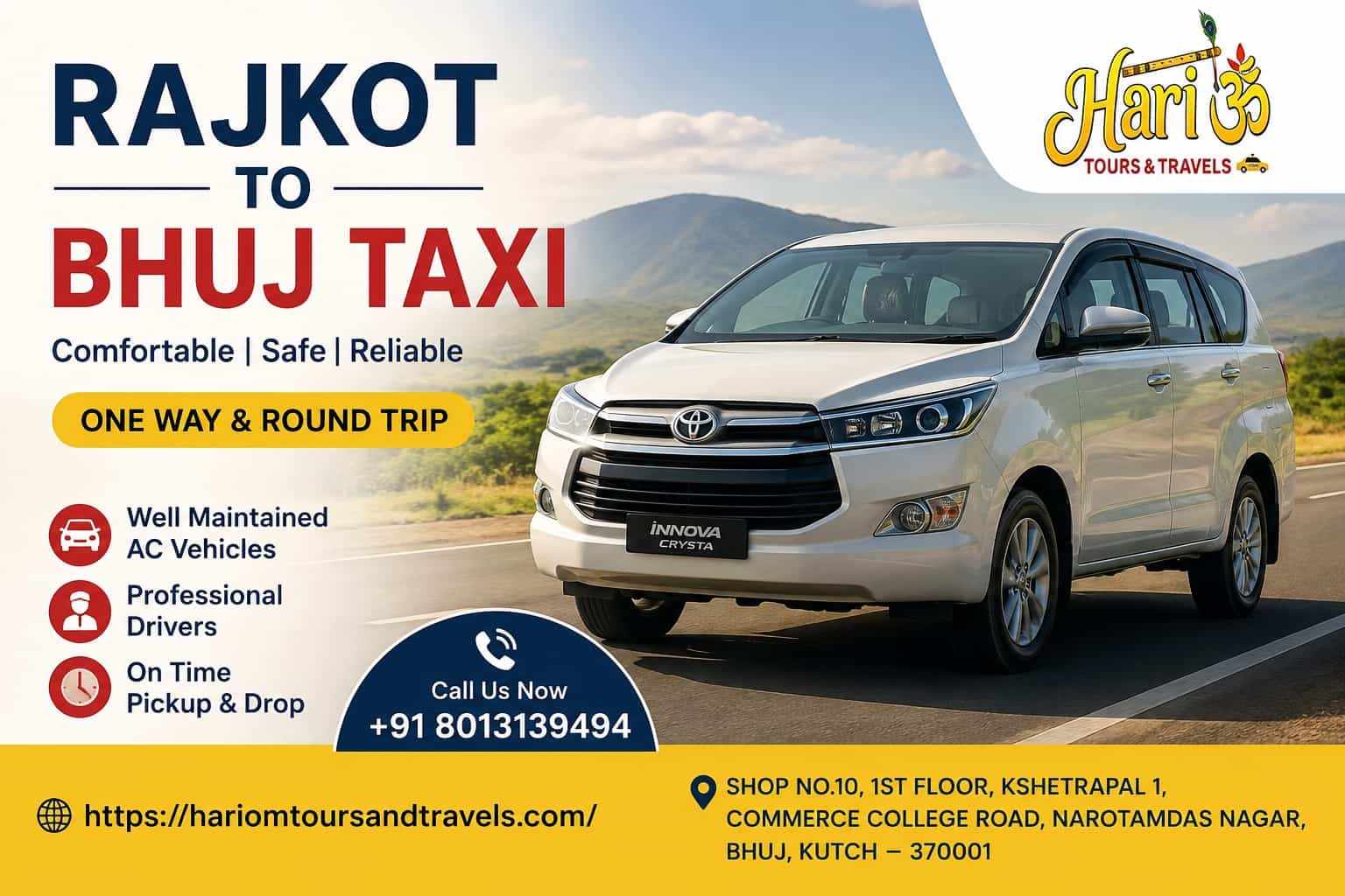 Rajkot to Bhuj Taxi: A Comfortable Way to Travel Across Gujarat
