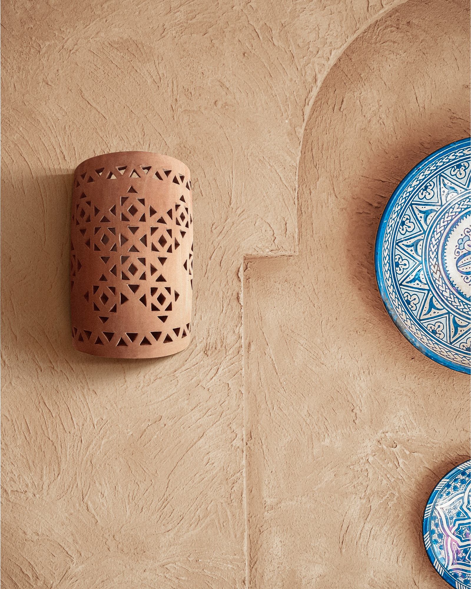 Nubian Terra Cotta Wall Sconce with Hand-Etched Detailing