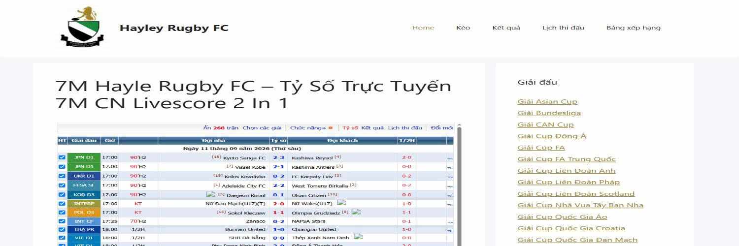 7M Hayle Rugby FC – Tỷ Số Trực Tuyến 7M CN Livescore 2 In 1