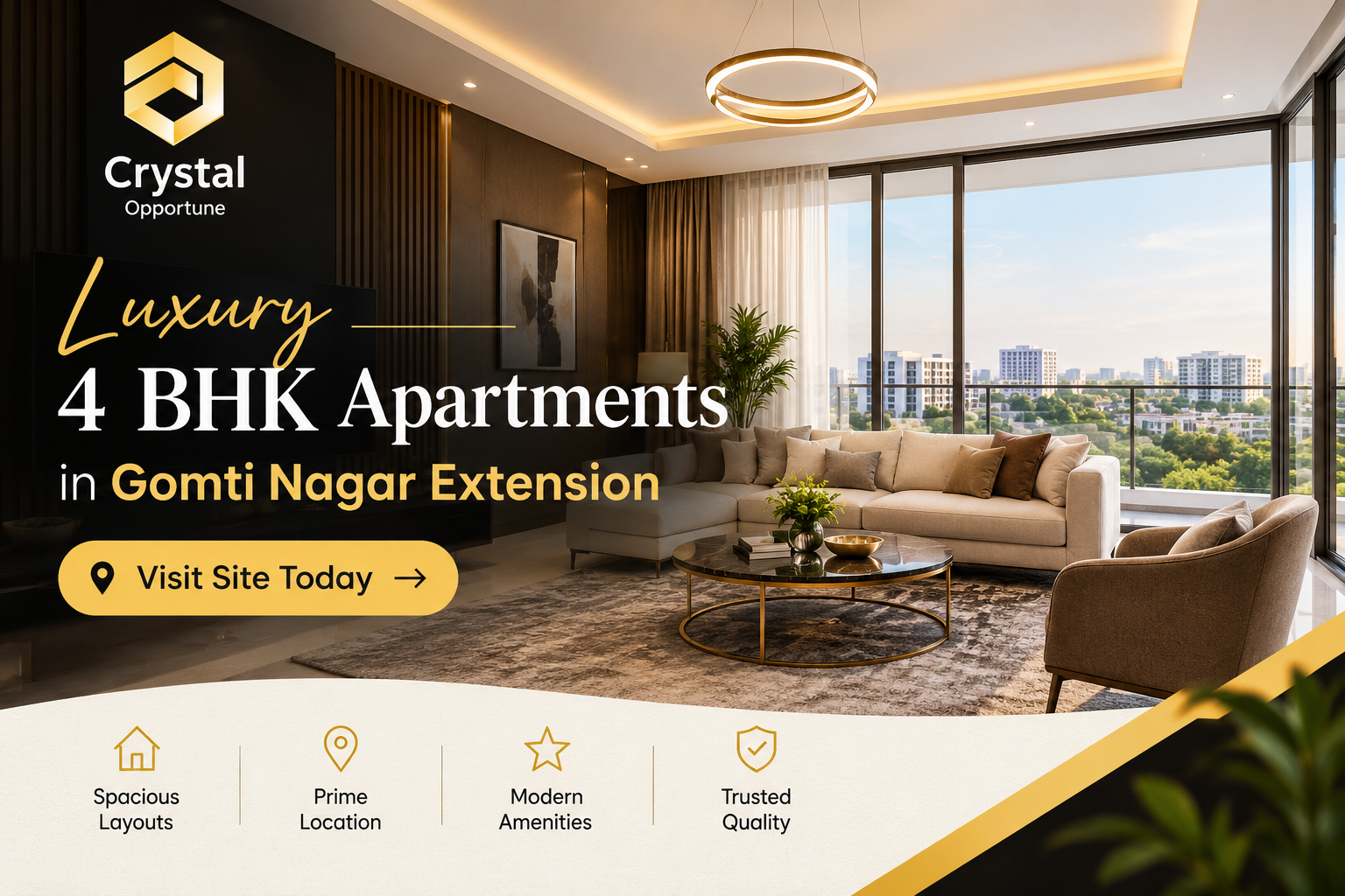 Explore Premium 4 BHK Apartments in Gomti Nagar Extension | Crystal Group