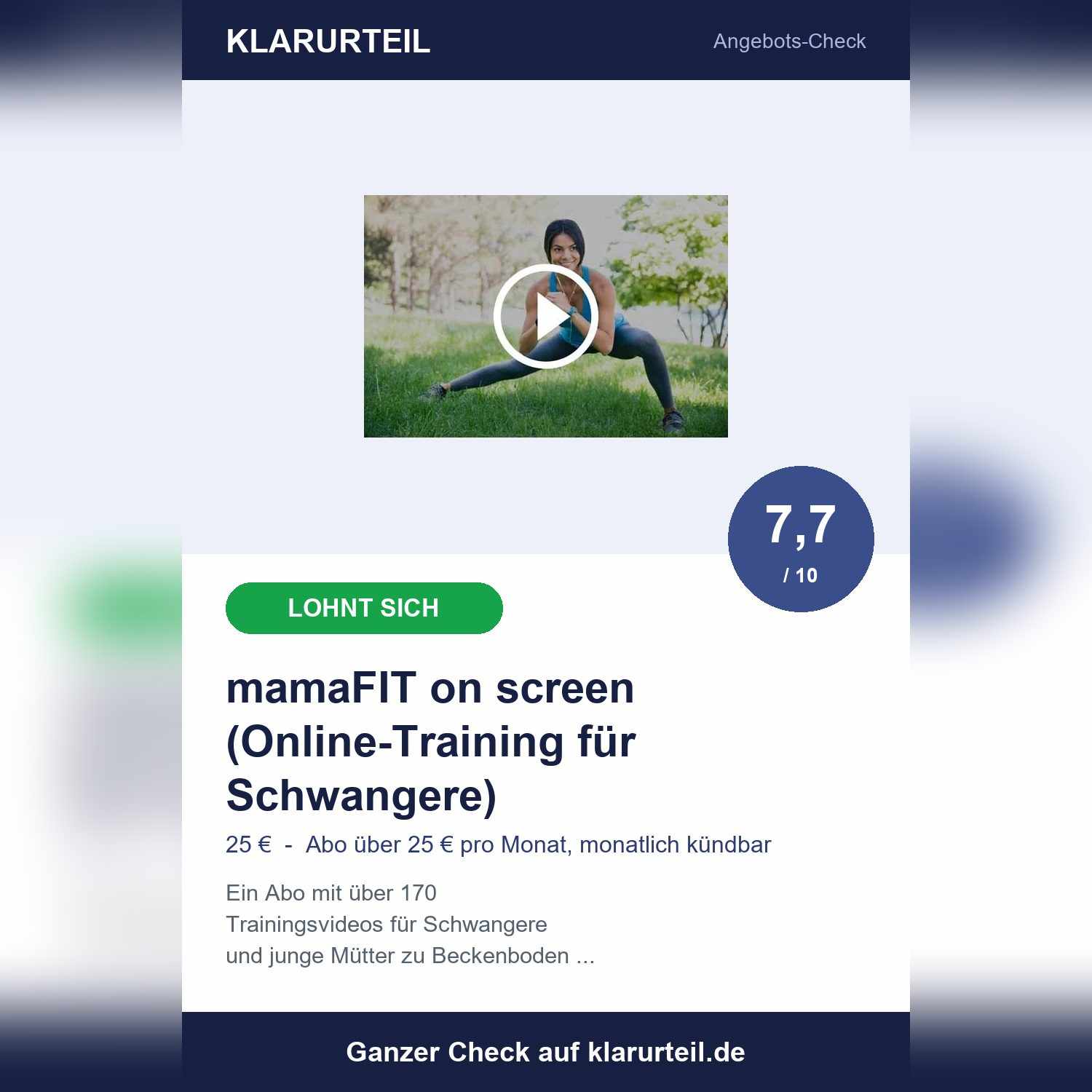 mamaFIT on screen Abo im Check