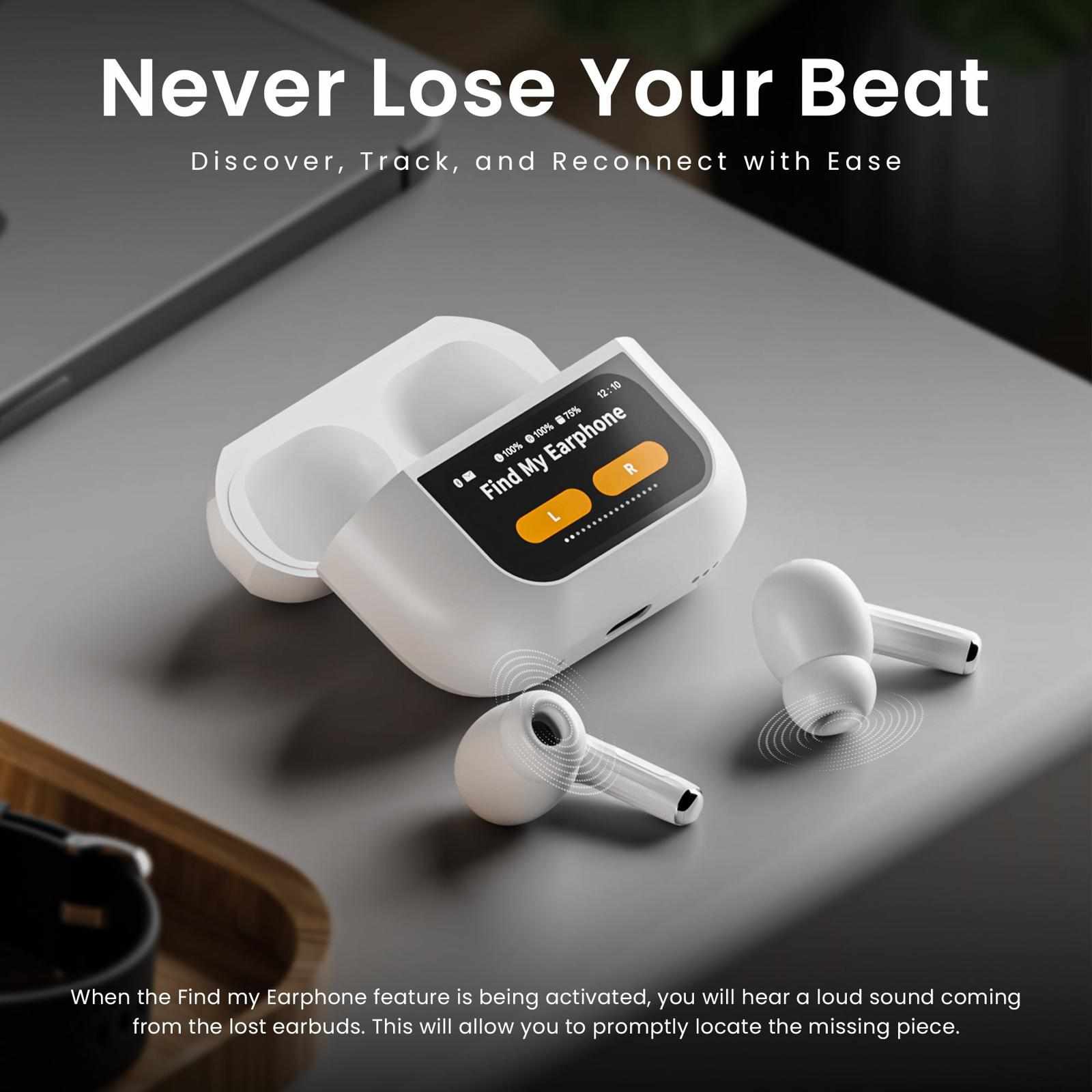 Hammer Screen TWS Bluetooth Earbuds with ANC & On Case Display