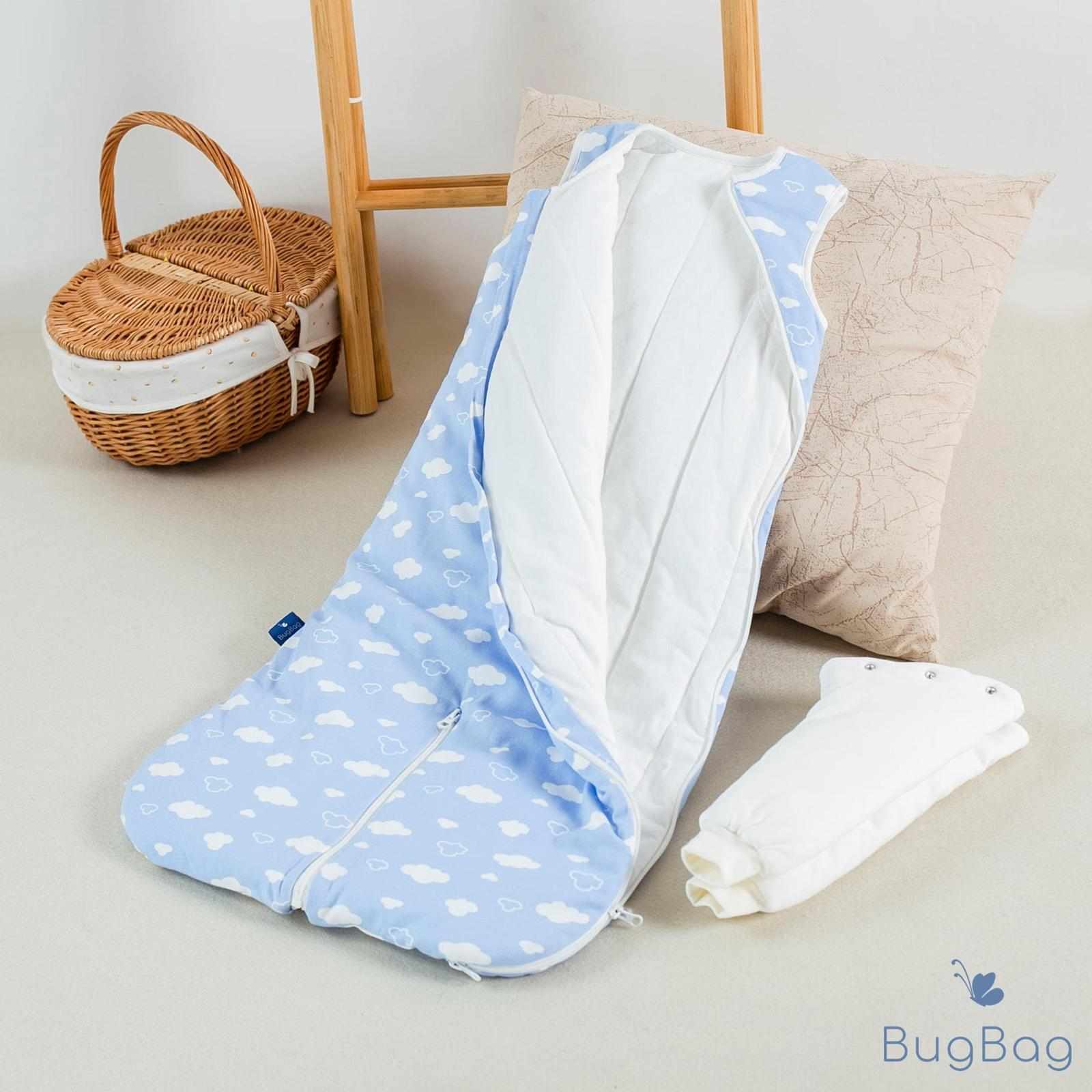 Baby Sleeping Bag Detachable Sleeves & Split Legs Soft Cotton 0-6, 6-18 ...