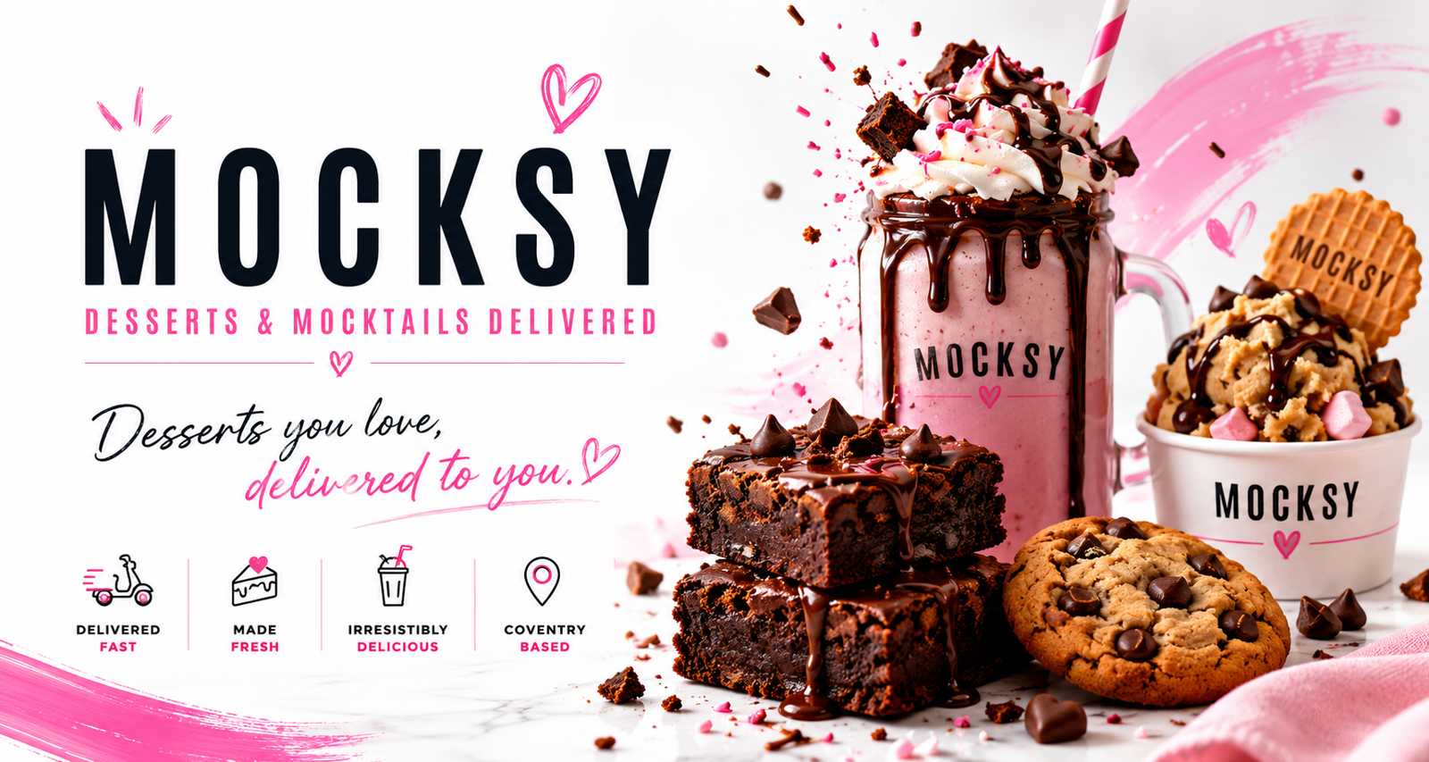 Mocksy Desserts Coventry: Fresh Waffles, Cookie Dough & Milkshakes Delivered Daily
