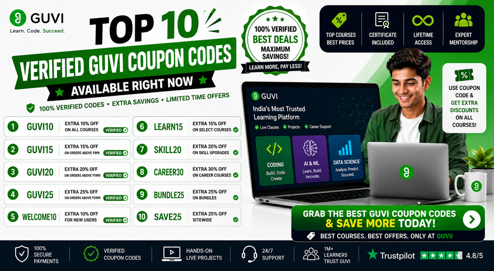 Top 10 Verified GUVI Coupon Codes Available Right Now