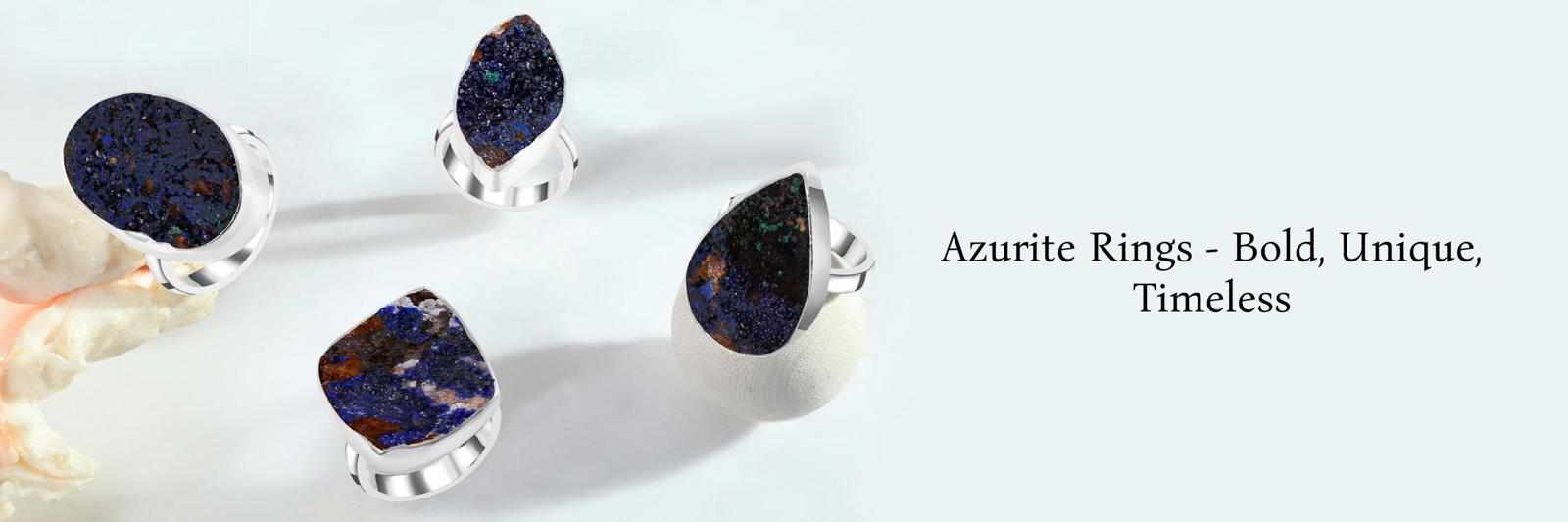 Twilight Serenade: Azurite and Diamond Halo Ring