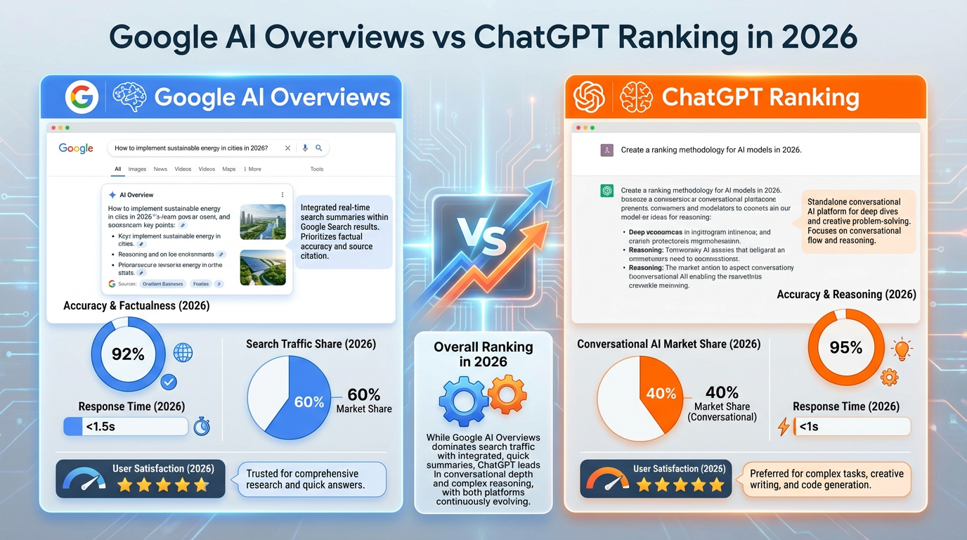 Google AI Overviews vs ChatGPT Ranking in 2026