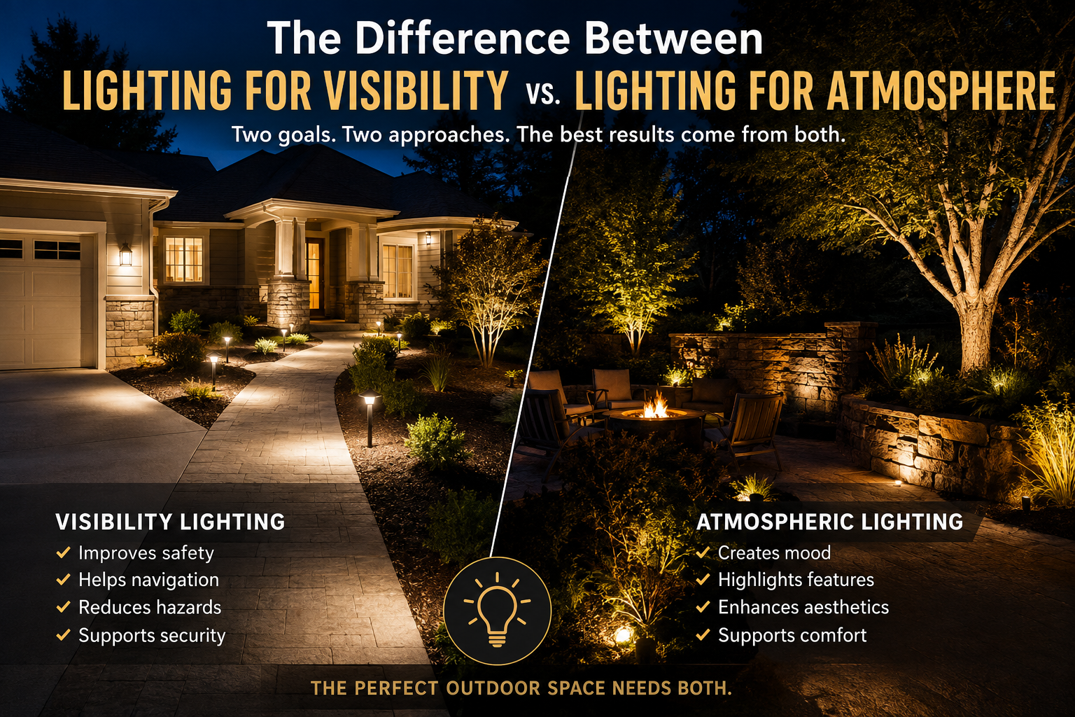 The Difference Between Lighting a Property for Visibility and Lighting It for Atmosphere