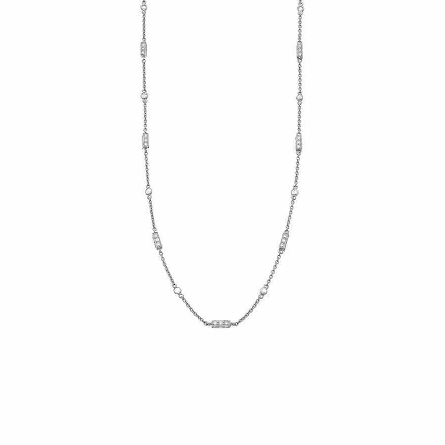 Stunning 18 Karat White Gold Chain Necklace with Diamonds
