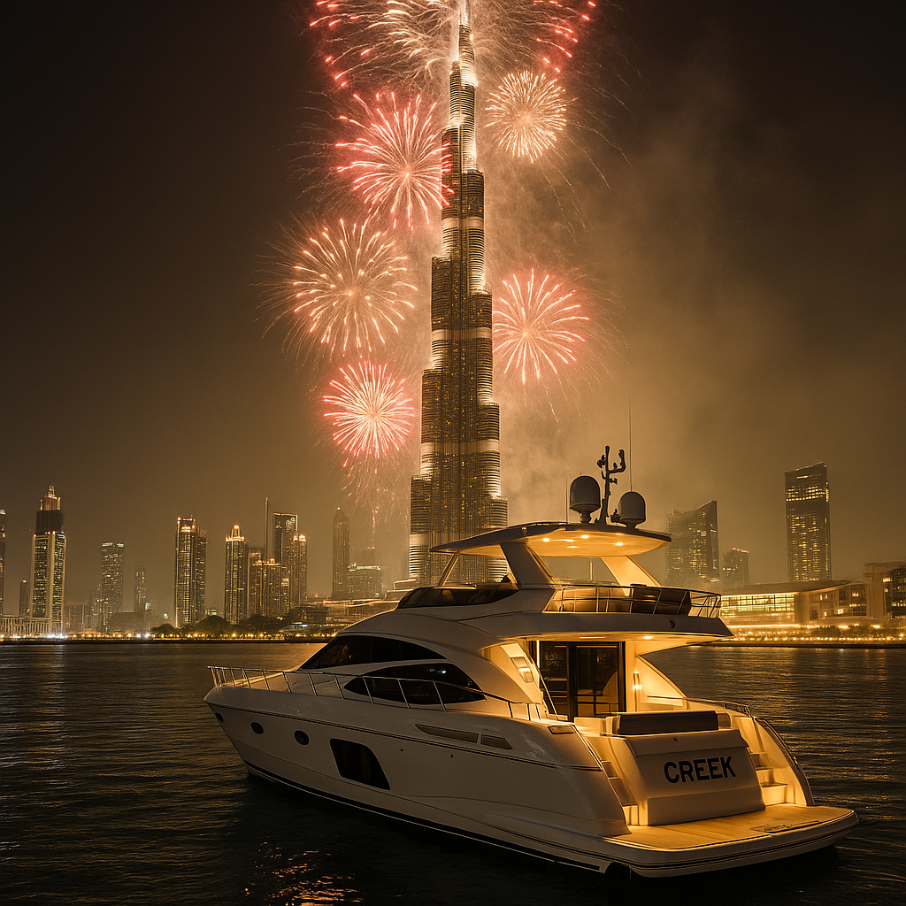 Creek Luxury Yacht with Burj Khalifa Fireworks Ticket