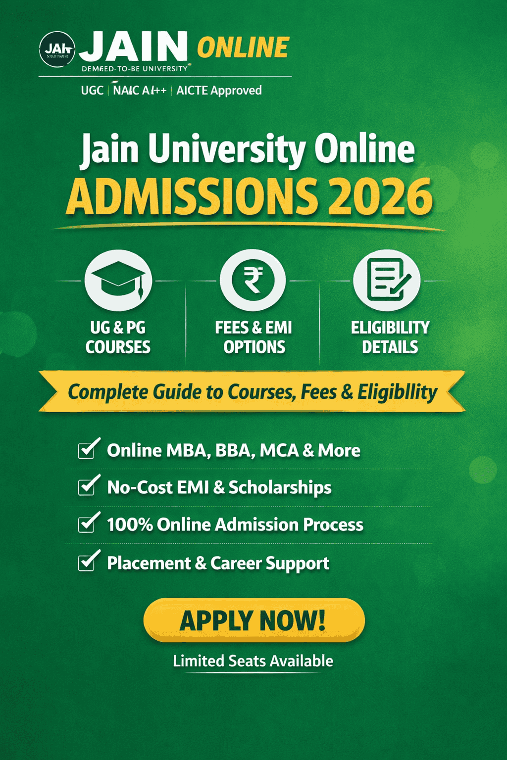 Jain University Online MBA, BBA, MCA Admissions 2026