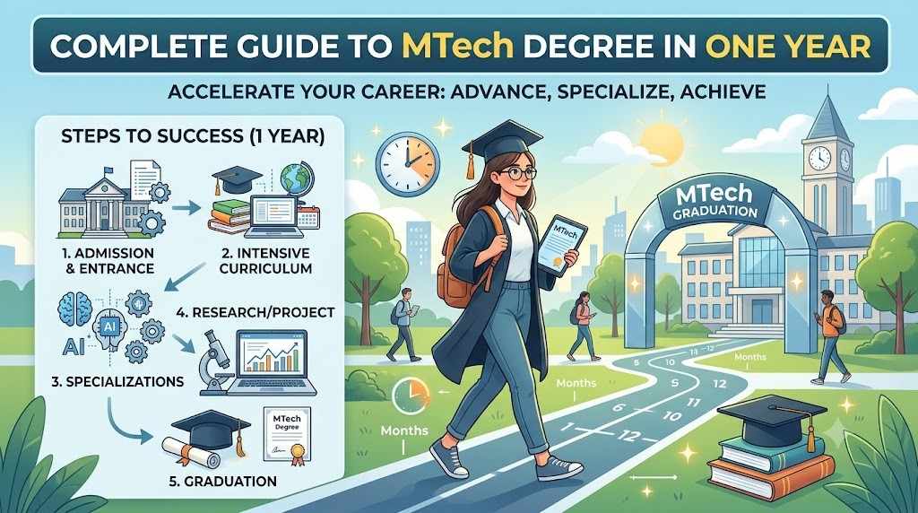 Complete Guide to MTech Degree in One Year: Eligibility, Admission, Validity, Fees, and Career Scope (2026)