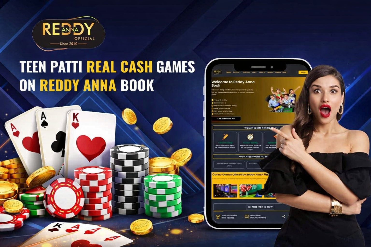 Teen Patti Real Cash Games on Reddy Anna Book