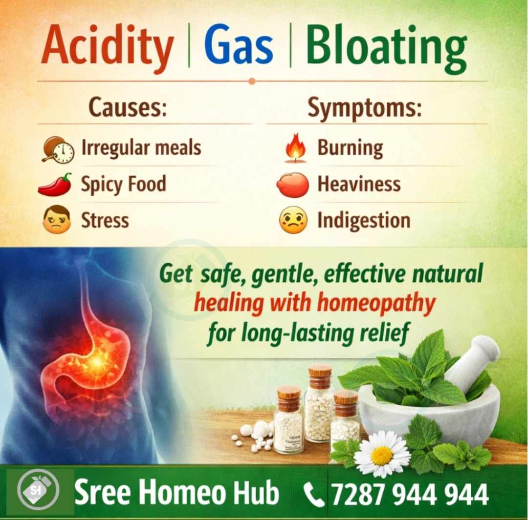 Gas, Bloating & Acidity – Homeopathy Treatment at Sree Homeo Hub Clinic