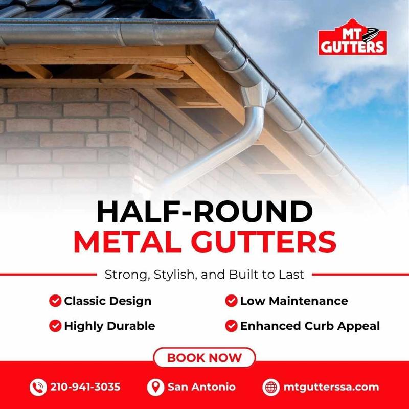Durable Half Round Metal Gutters in San Antonio