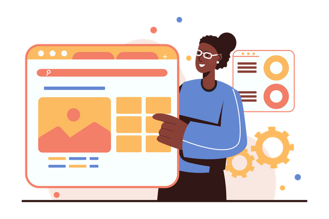 Female UI-UX Designer Working On Webpage Illustration - Free Download Seo &  Web Illustrations | IconScout