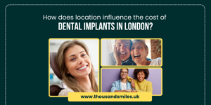 How does location influence the cost of dental implants in London?