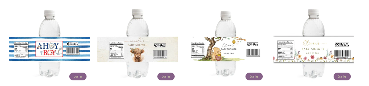Unique Baby Shower Labels for Water Bottles and Party Favors