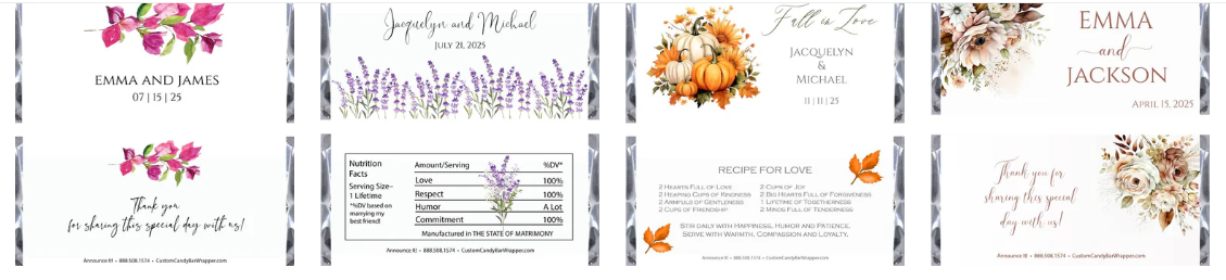 Personalized Wedding and Graduation Candy Bar Wrappers