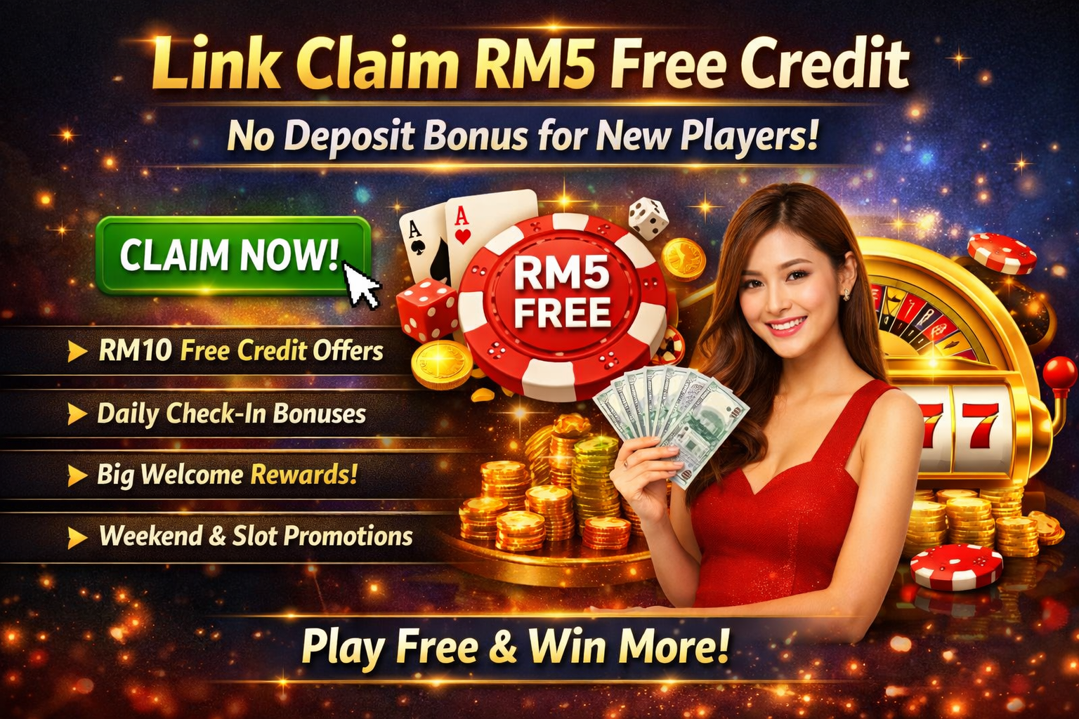 Link Claim RM5 Free Credit No Deposit Bonus for New Players