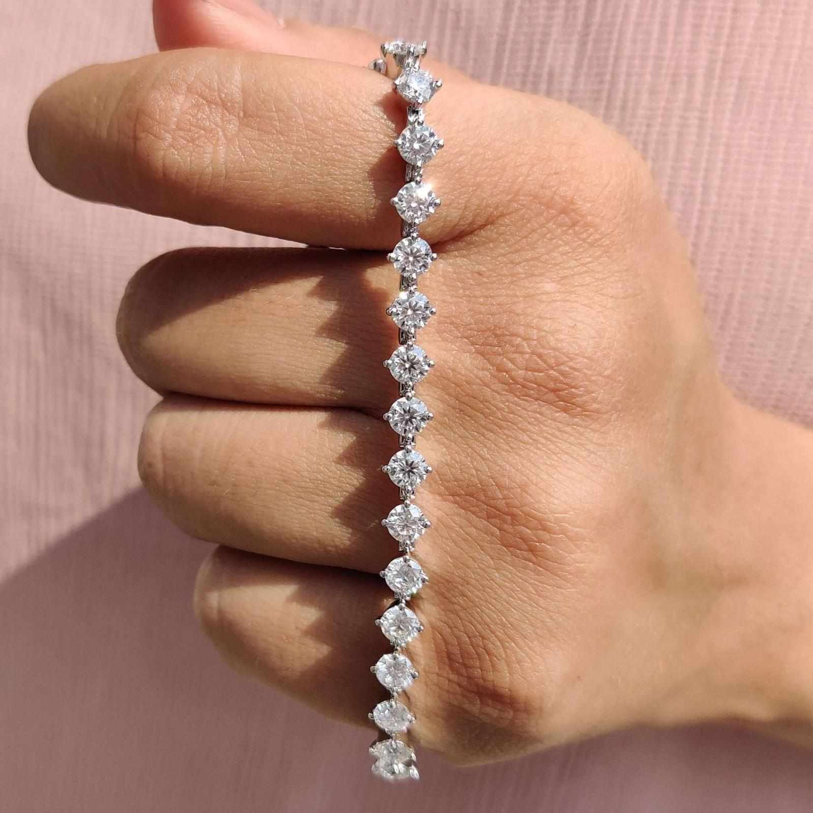 Moissanite Tennis Bracelet - 4 MM Round Brilliant Cut Wedding Bracelet