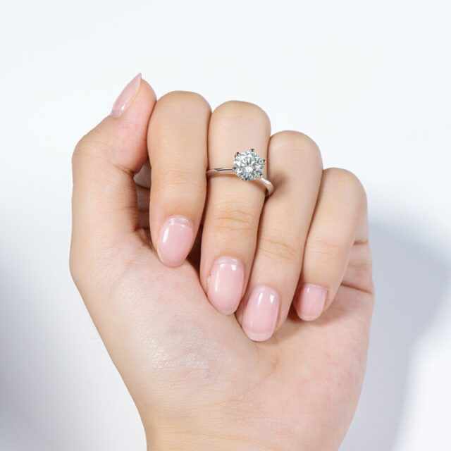 Mila' 0.5 To 2 Carat Round Genuine Moissanite Classic 6 Prong Solitaire Ring  - Diamonite Moissanite Jewellery