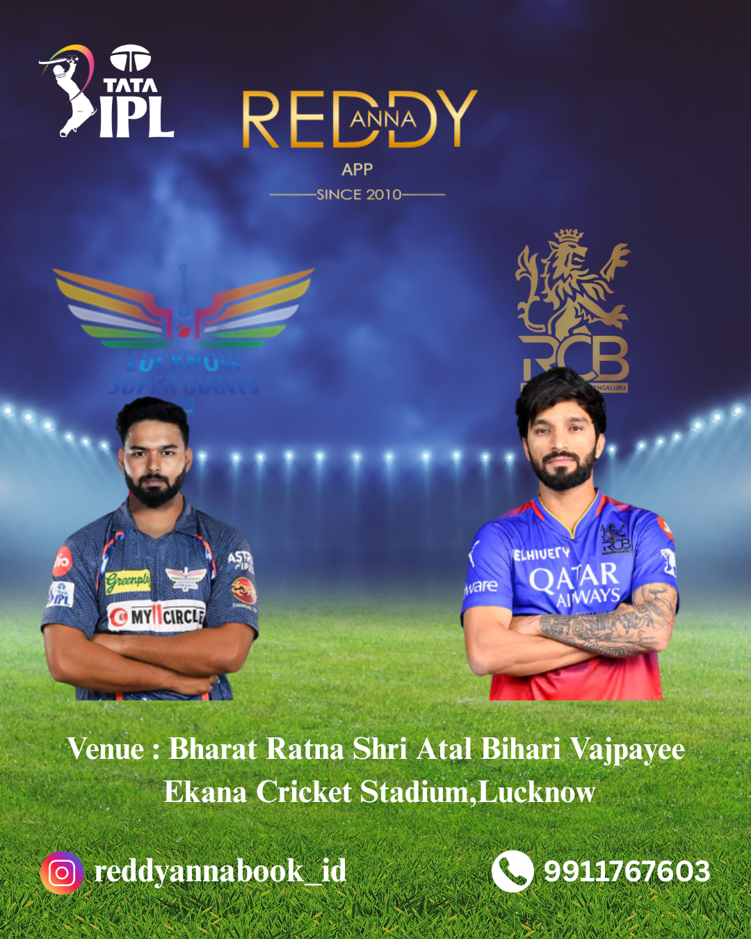 Reddy Anna Club Cricket ID Exclusive: IPL 59th Match, LSG vs RCB Live from Ekana Cricket Stadium.