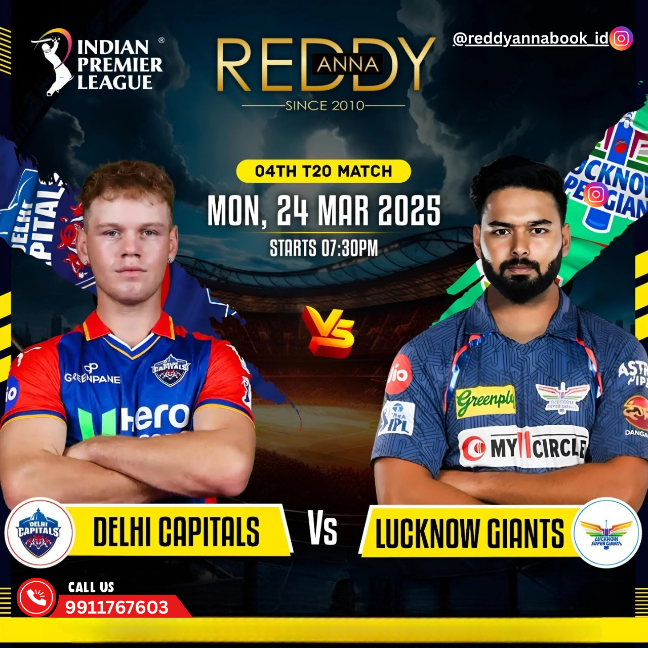 The Book IPL Tickets with Reddy Book Id: Delhi Capitals vs Lucknow Super Giants at 7:30 PM in Visakhapatnam.
