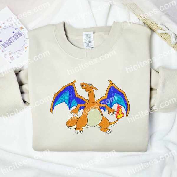 Charizard Pokemon Anime Embroidered Shirt