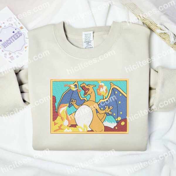 Charizard Fire Pokemon Anime Embroidered Shirt