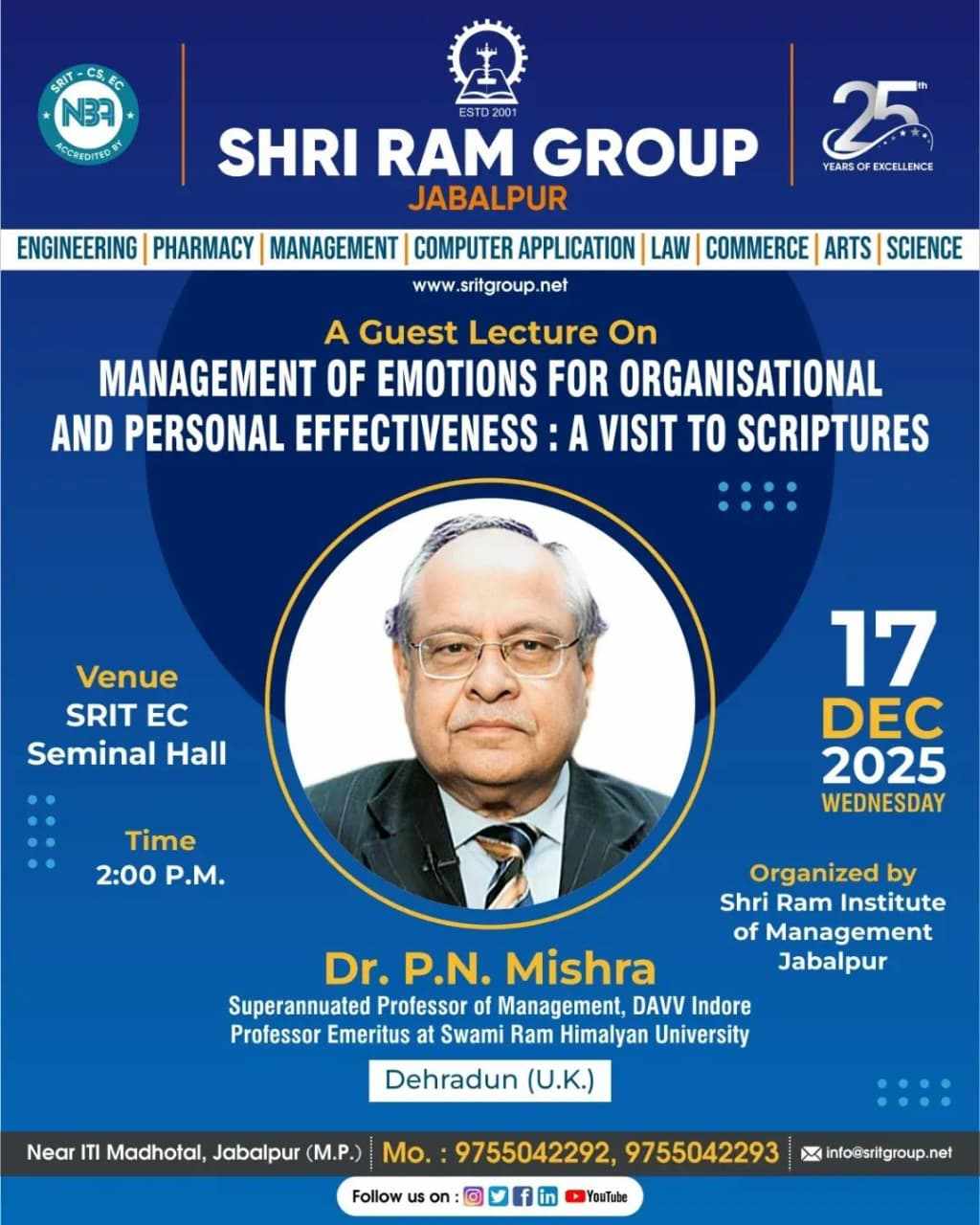 Shri Ram Group Hosted a Guest Lecture on Emotional Management