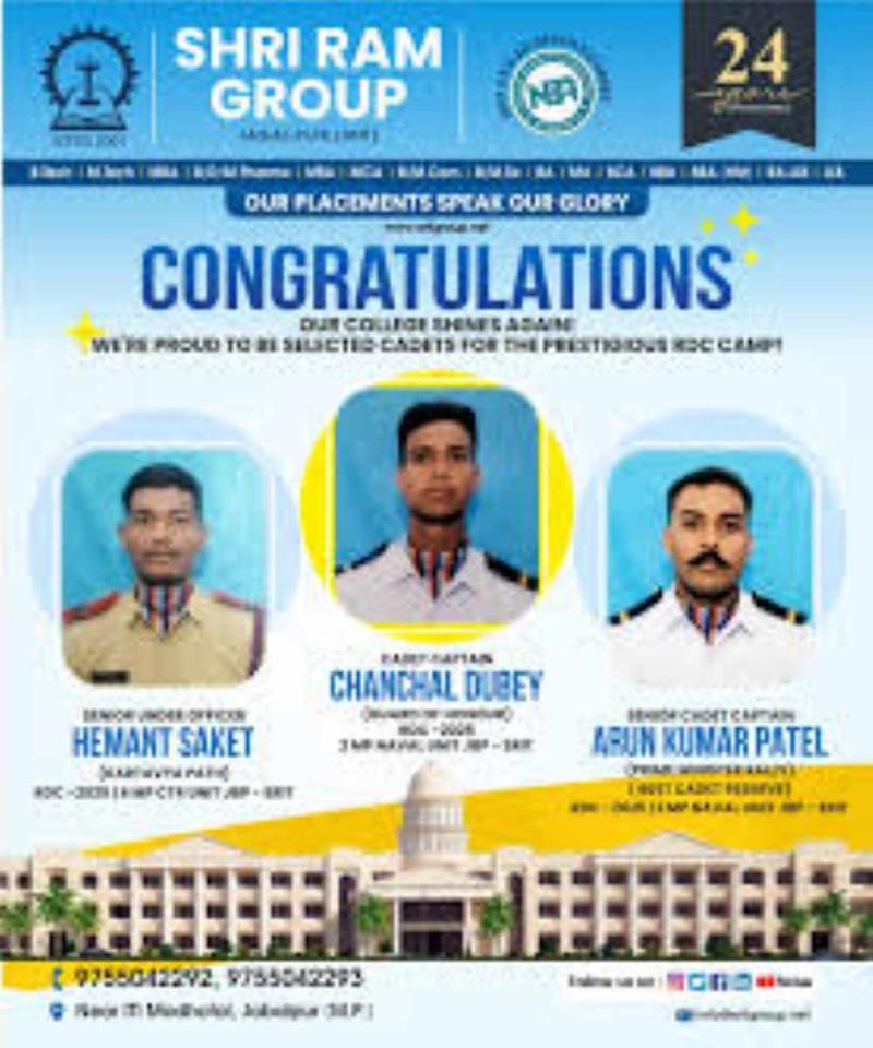 3 Cadets of Shri Ram Engineering College in Jabalpur Participated in the RDC 2025 Parade