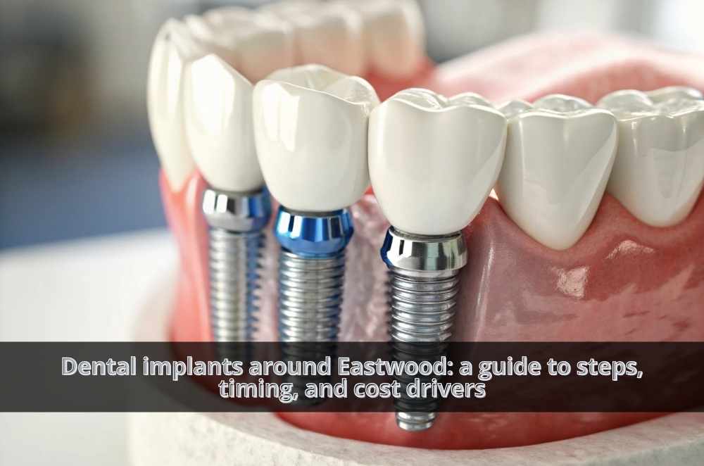 Dental implants around Eastwood: a guide to steps, timing, and cost drivers