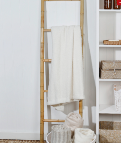 How Do You Style a Bamboo Ladder in a Bathroom?