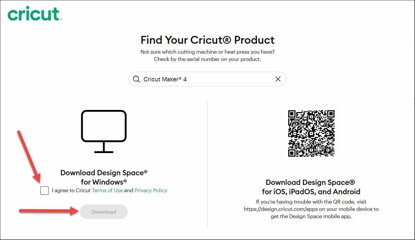 Cricut Application Download button