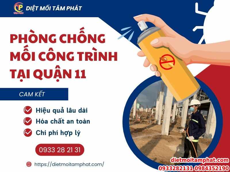 Phòng chống mối công trình tại quận 11 bảo hành dài hạn