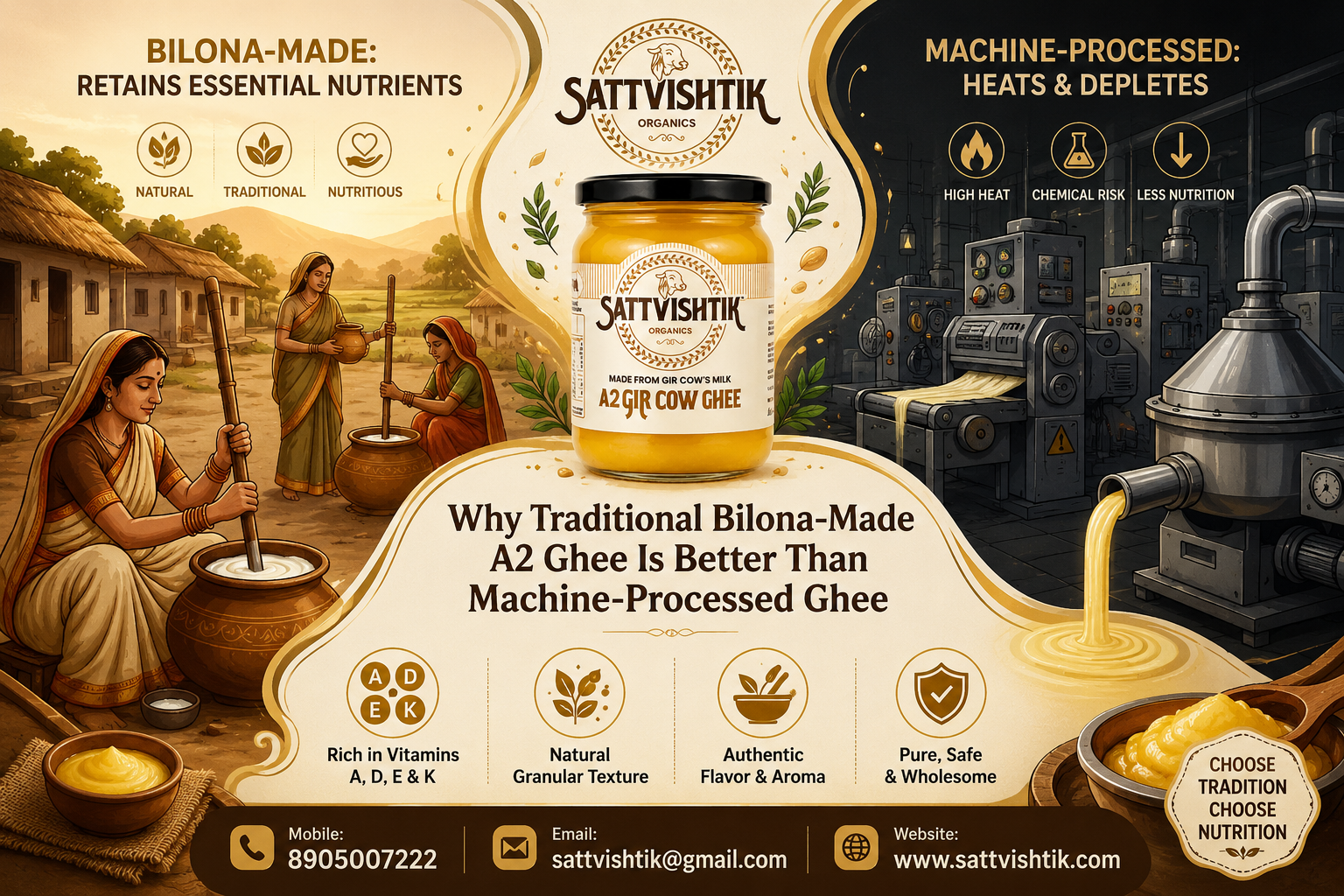 Why Traditional Bilona-Made A2 Ghee Is Better Than Machine-Processed Ghee