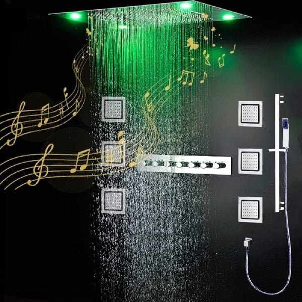 16" Luxurious Recessed LED Rainfall Thermostatic Shower System