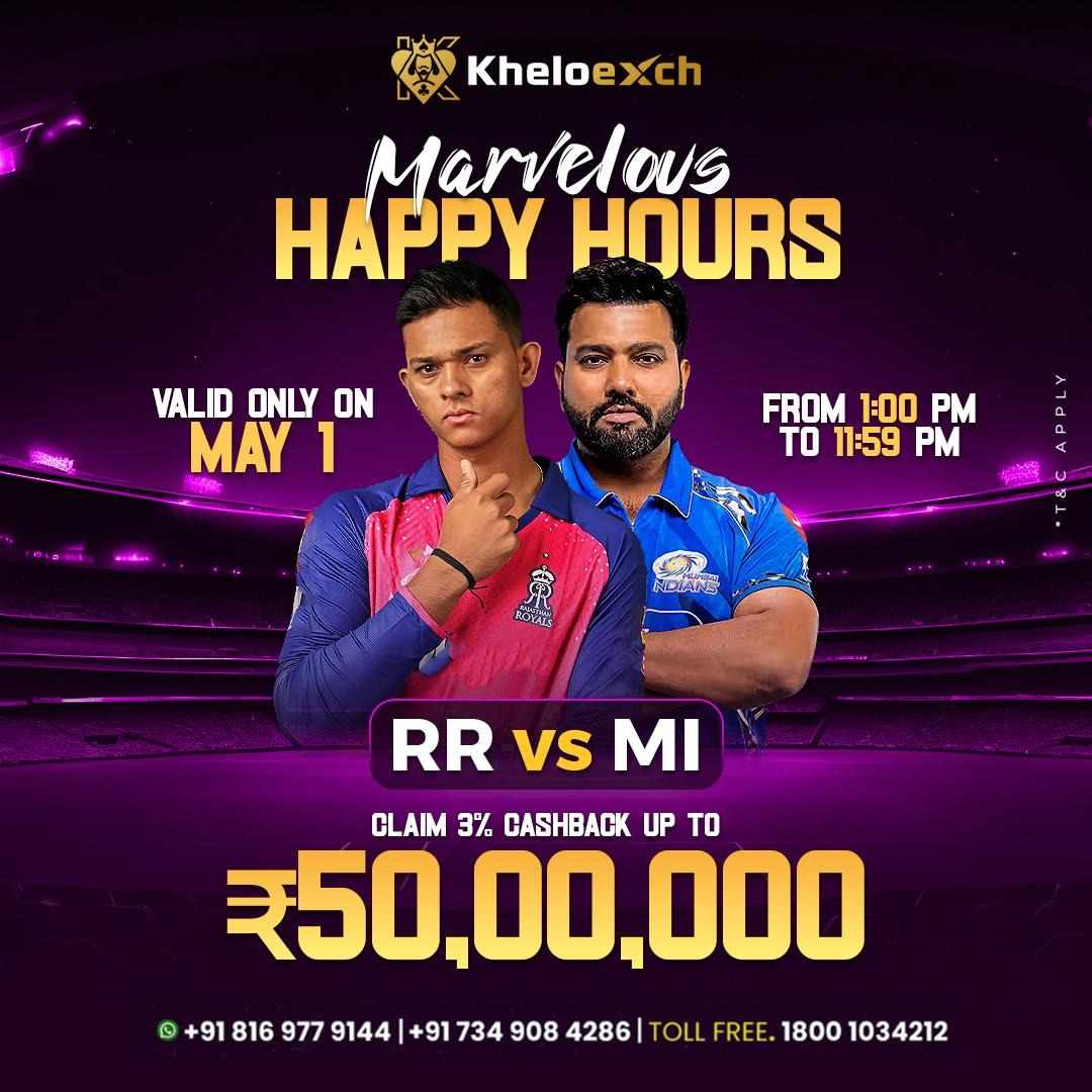 Rajasthan Royals vs Mumbai Indians Marvelous Happy Hours on Kheloexch