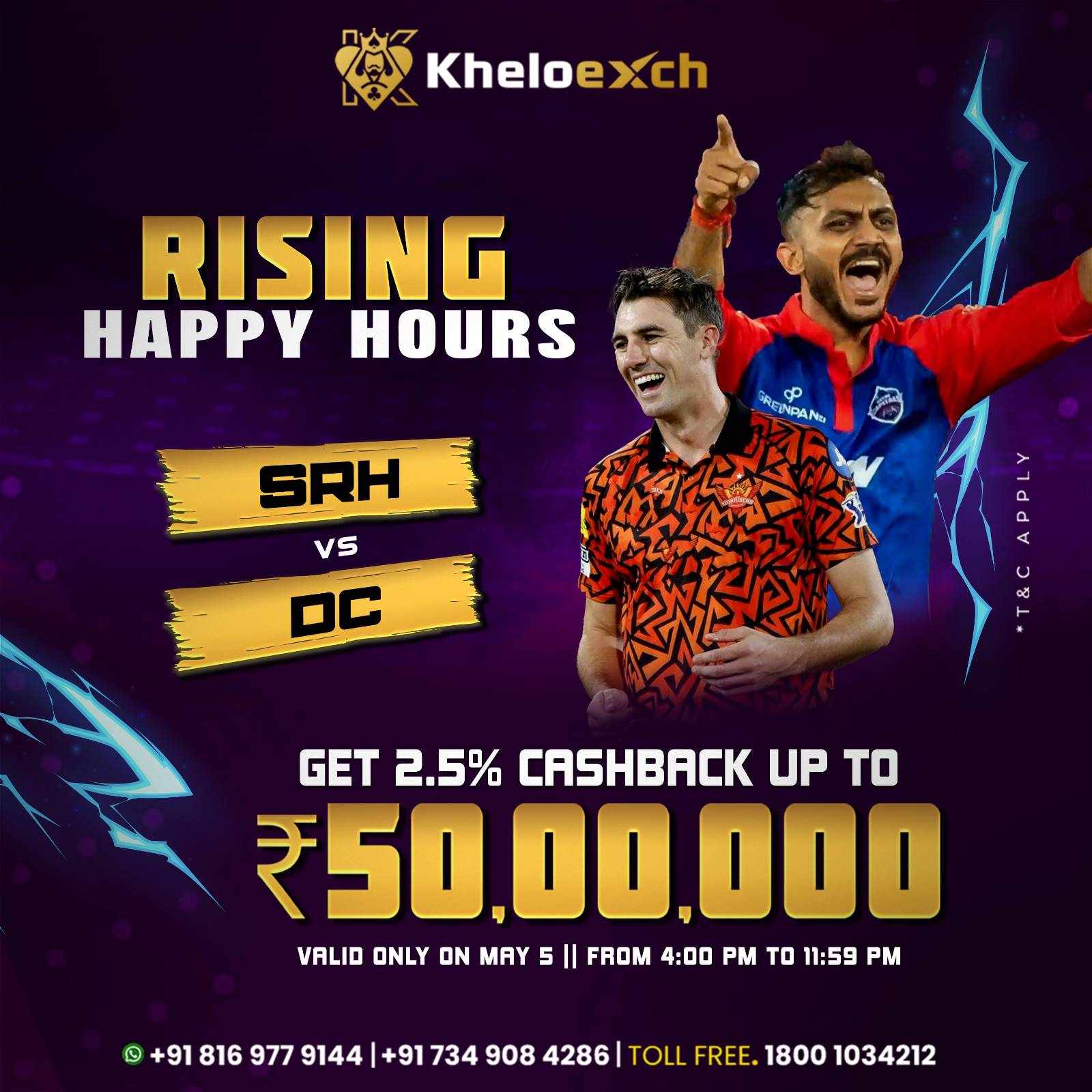 SRH vs DC Happy Hour Special | Grab Exciting Offers on Kheloexch