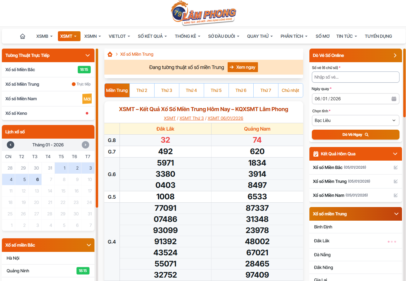 Kết Quả Xổ Số Miền Trung Hôm Nay tại Lâm Phong