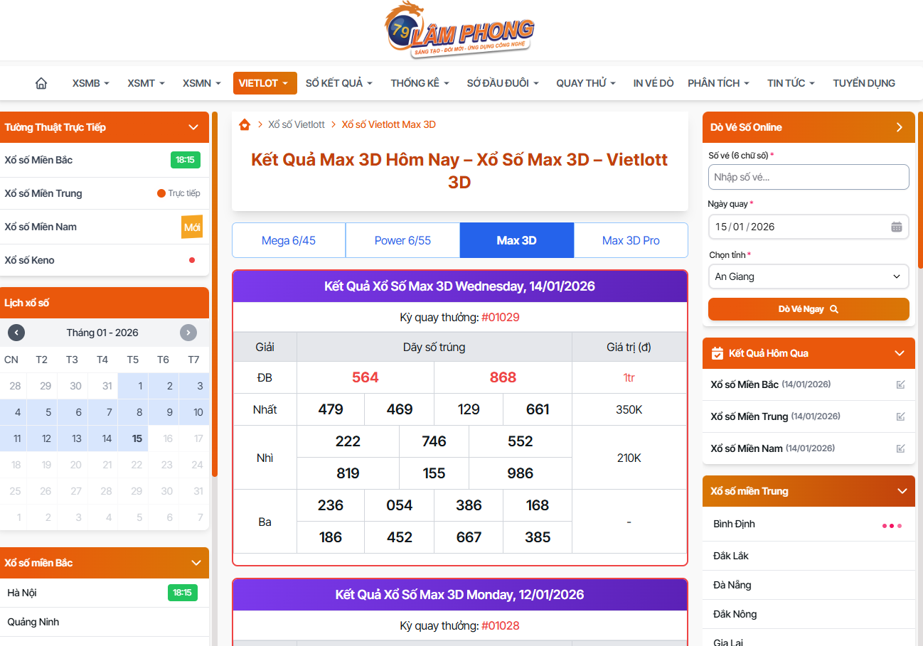 Kết Quả Max 3D Hôm Nay – Cập Nhật Nhanh & Chính Xác Tại Xổ Số Lâm Phong