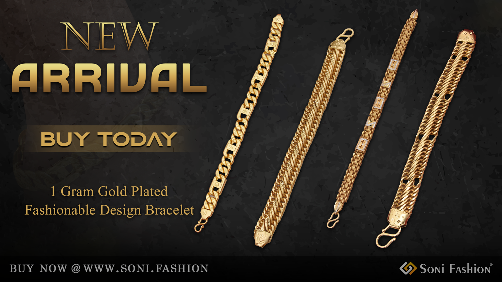 1 Gram Gold Plated Fashionable Design Bracelet – Stylish Mens Bracelets