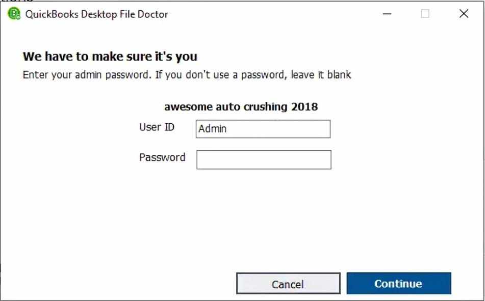 QuickBooks admin password