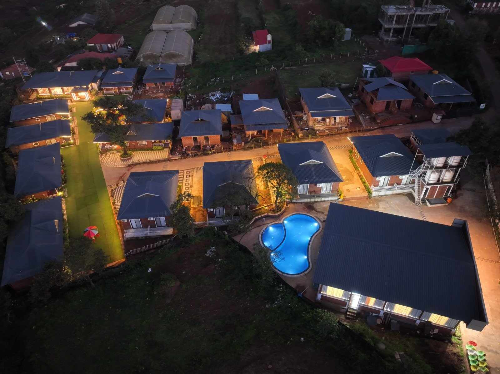 Skyview of the vibrant children’s play area at Prathamesh Resort.