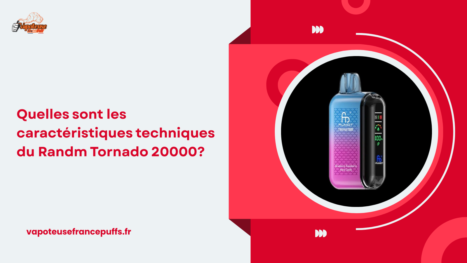 Quelles sont les caractéristiques techniques du Randm Tornado 20000?