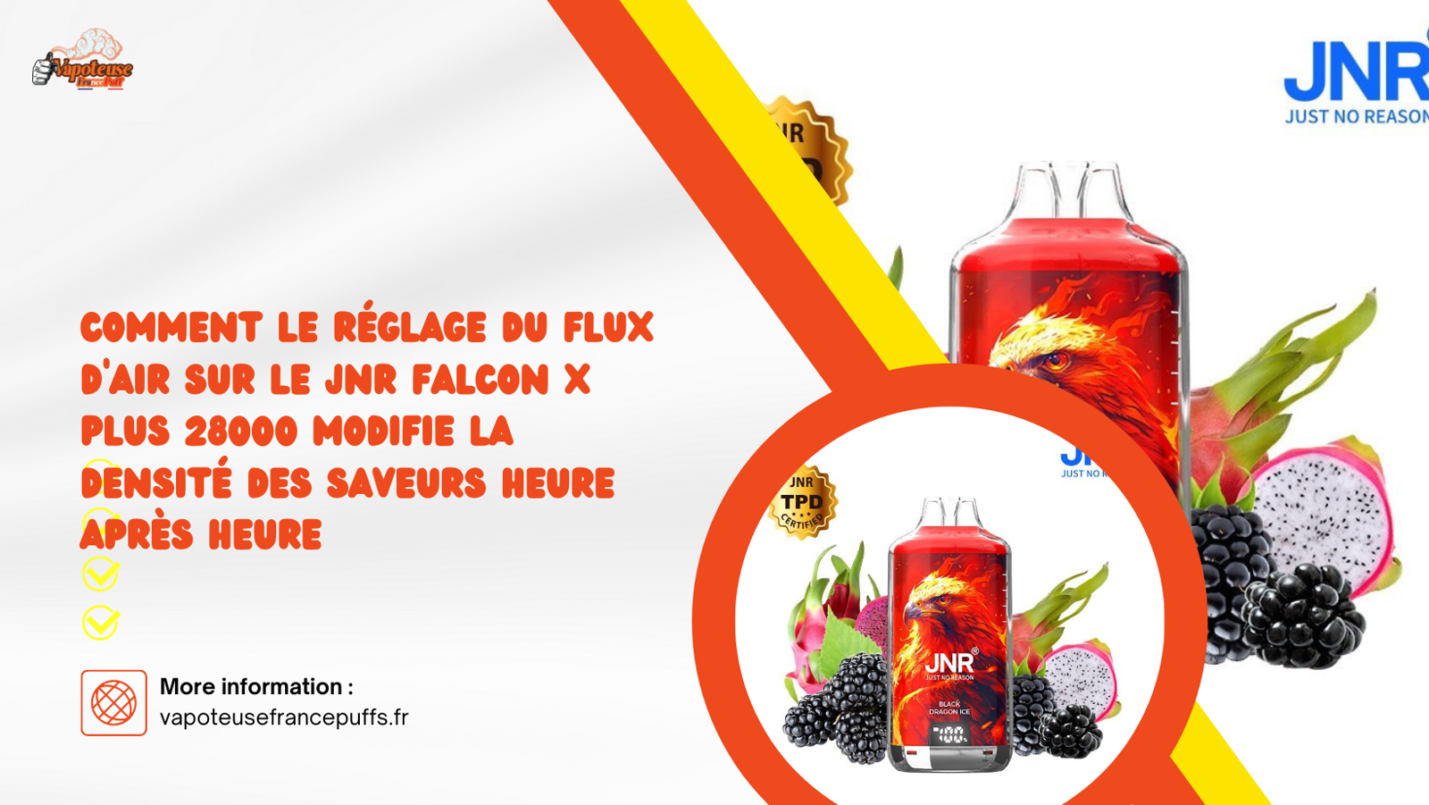 Comment le réglage du flux d'air sur le JNR Falcon X Plus 28000