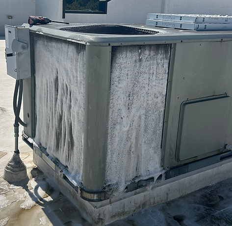 Cleaning coils for Trane Commercial Rooftop package unit
